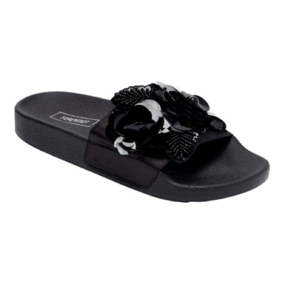 Forever 21 Black Sequin Flower Slide